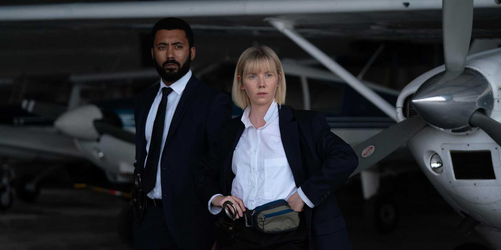 Zach Wyatt like Phil Parhatka and Lauren Lyle like Karen Pirie in Karen Pirie season 2