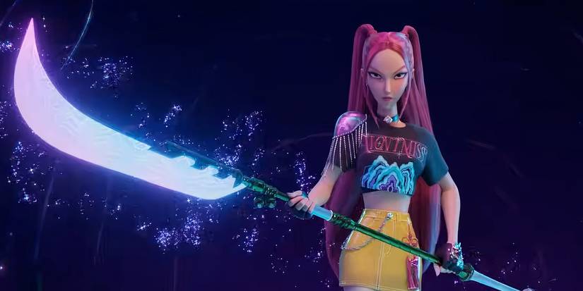 Mira holds a weapon in Kpop demon hunters