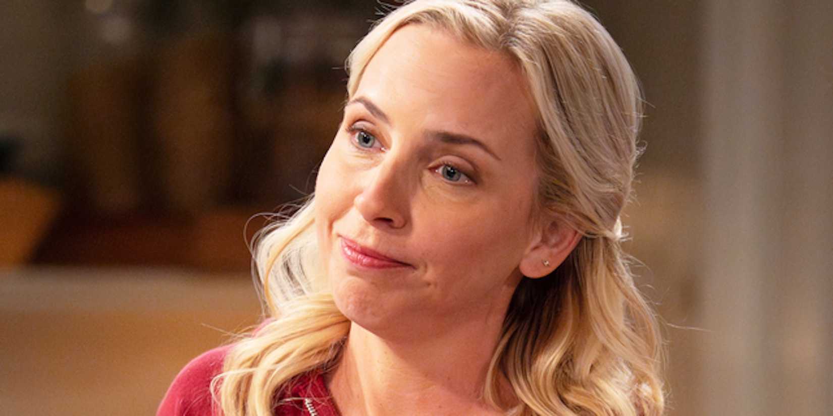 Lecy Goranson's Becky looks concerned in The Conners