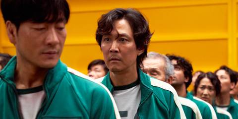 Lee Jung-Jae as Seong Gi-hun with other Contestants in Squid Game Season 1
