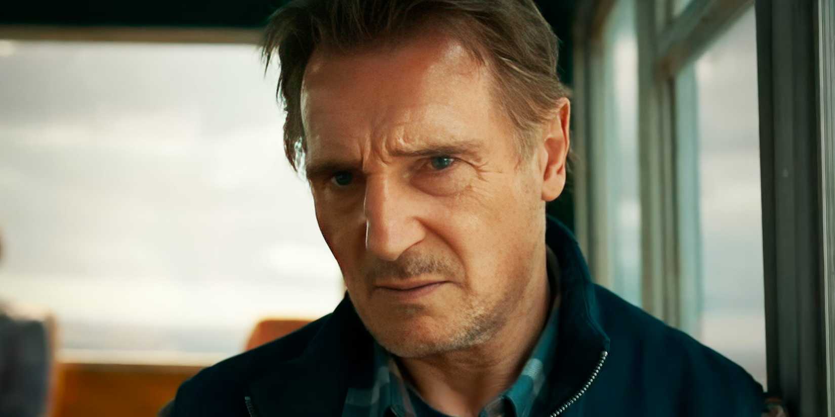 Liam Neeson doesn't look happy in Ice Road Vengeance 