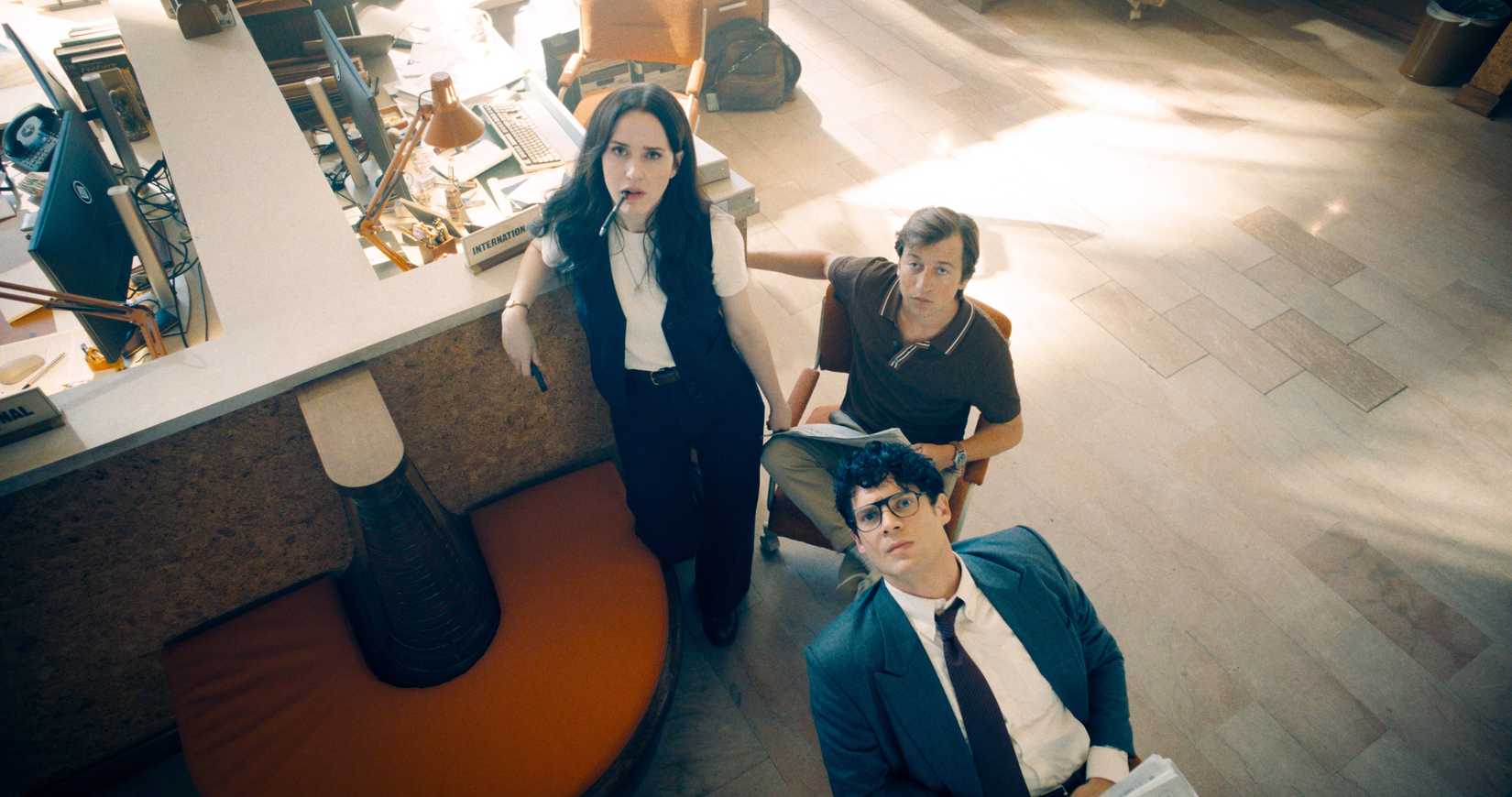 Lois Lane, Jimmy Olsen e Clark Kent no Daily Planet.