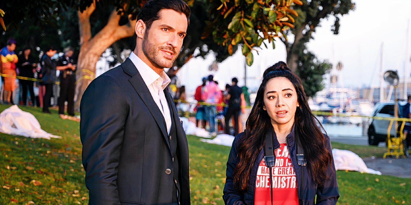 Lucifer and Ella Lopez at a crime scene in Lucifer 