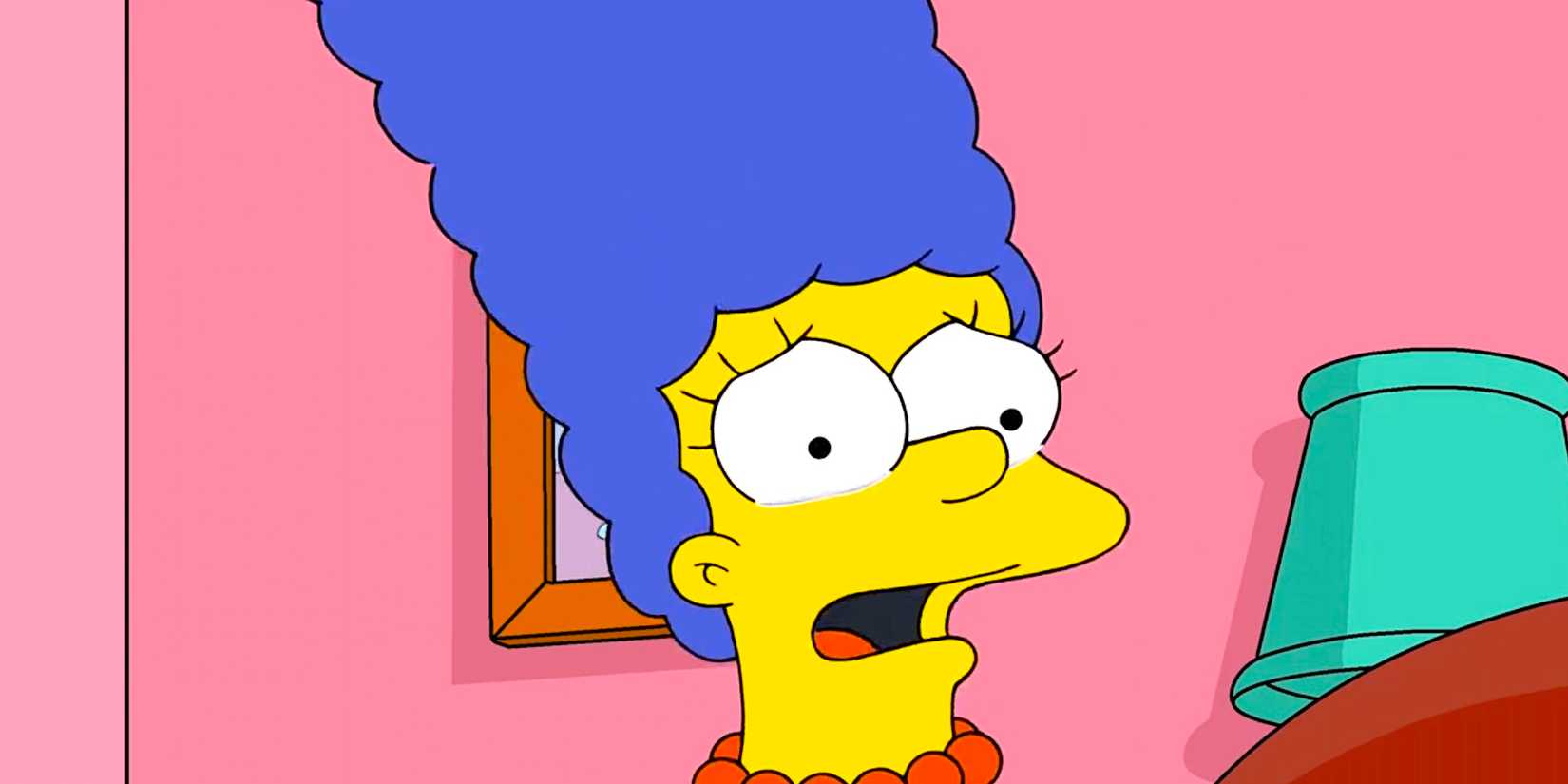 Marge cries in closeup from The Simpsons season 36 finale