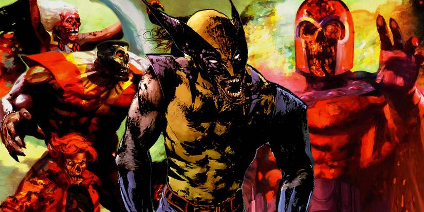 Marvel Zombies X-Men together with Wolverine at the center, Magneto to the right and other X-Men to the left