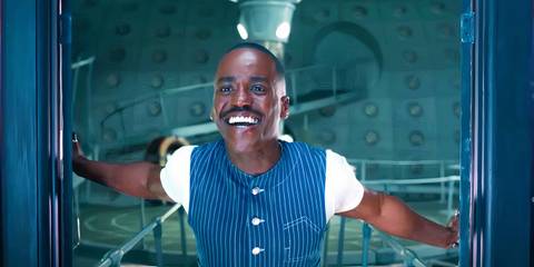 Ncuti Gatwa in the TARDIS about to regenerate
