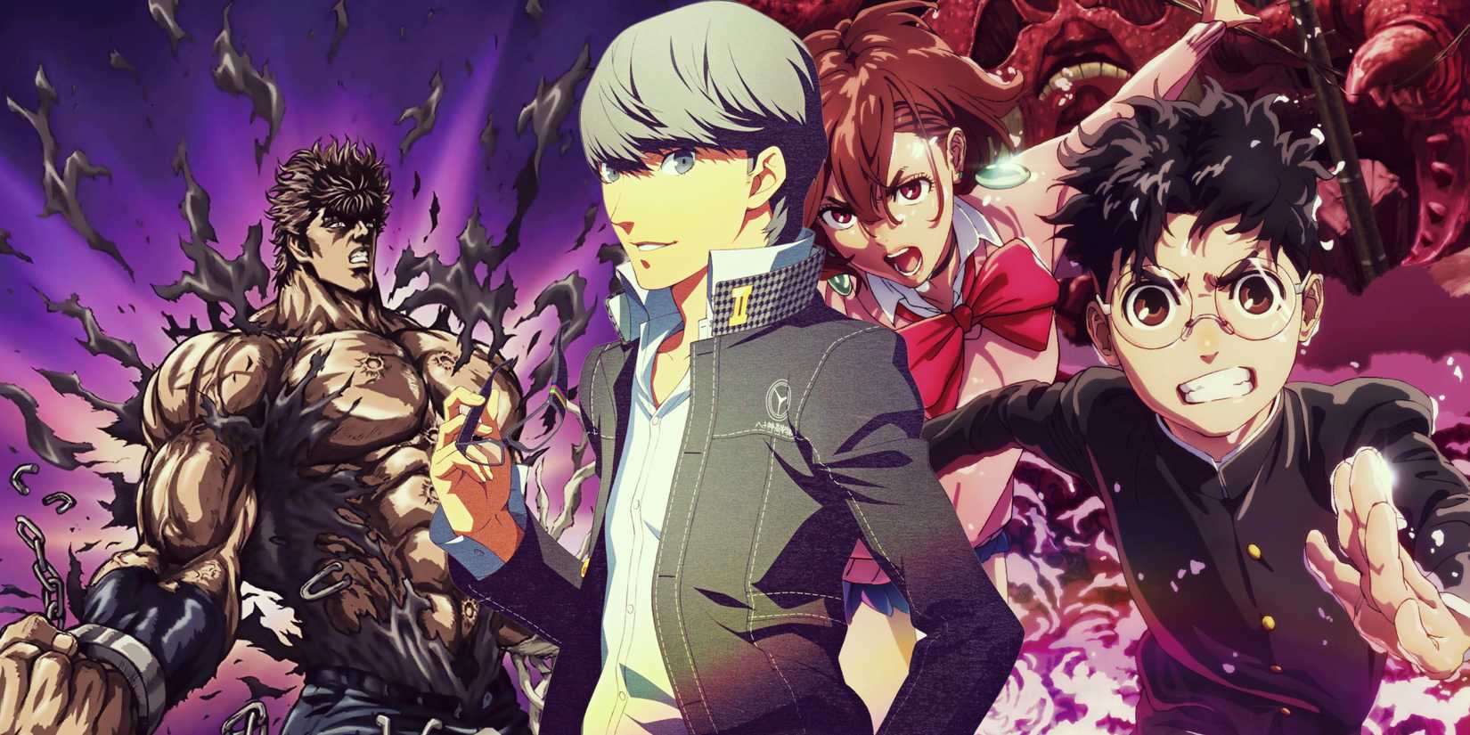 Feature header showing characters from Persona 4, Fist of the North Star, and Dandadan