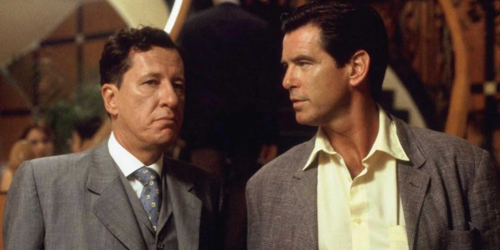 Pierce Brosnan e Geoffrey Rush em O Alfaiate do Panamá