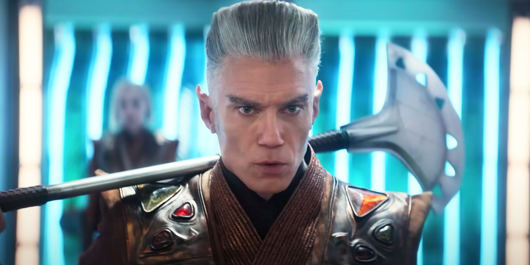 Pike disguised as a Vulcan and holding a weapon in Star Trek Strange New Worlds