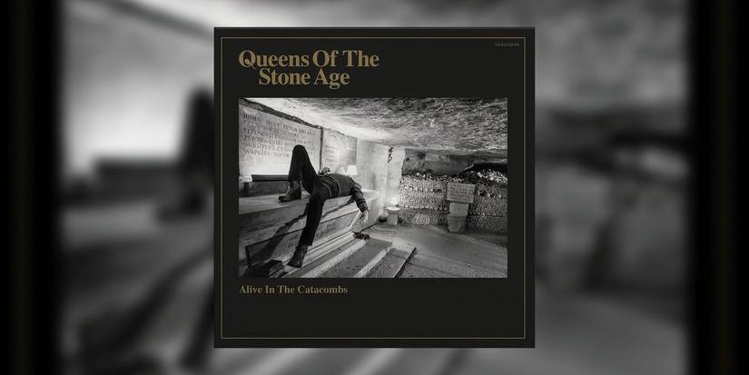 The album cover shows a person laying on a stone object that appears to be taking place in an underground setting. There's a lot of stone and skulls in the background, indicating a possible grave site.