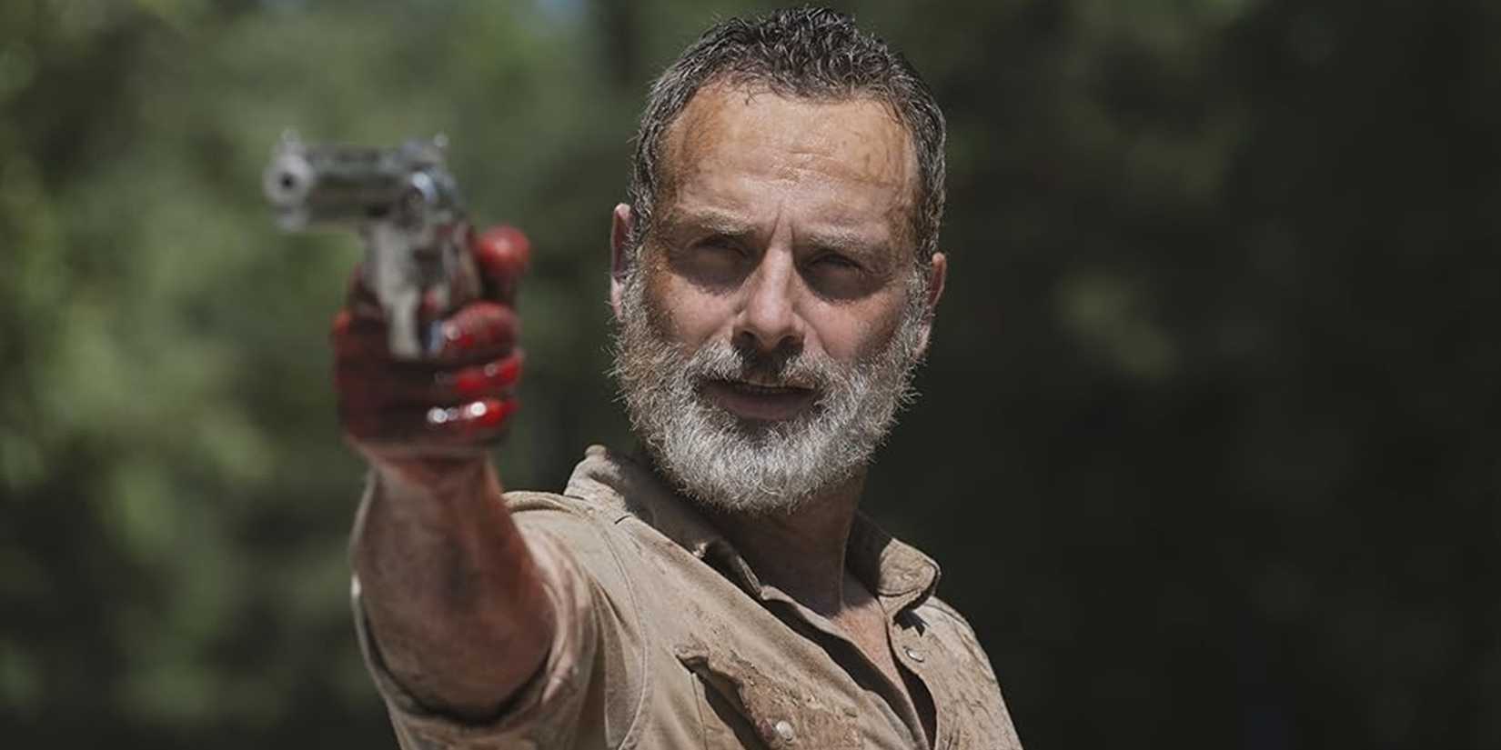 Rick with a revolver in The Walking Dead