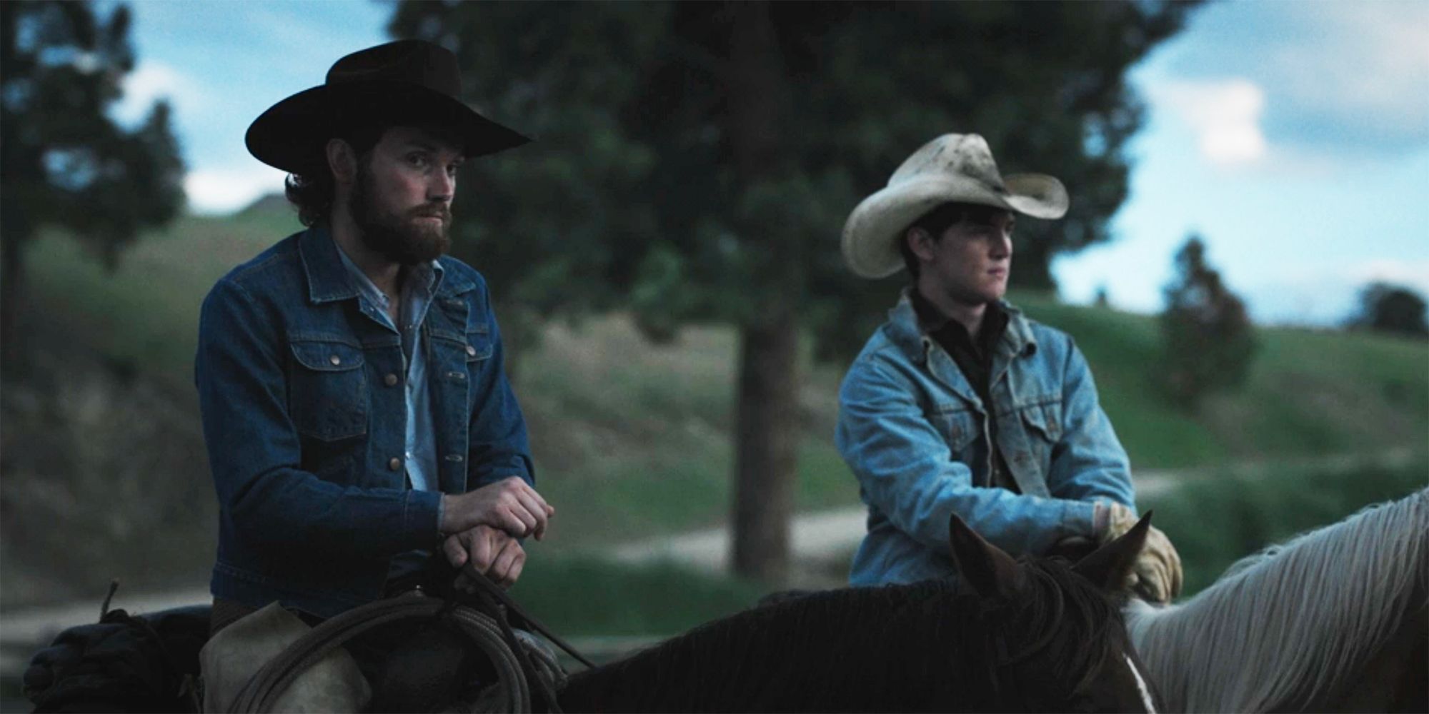 Rowdy and Young Rip on their horses in Yellowstone