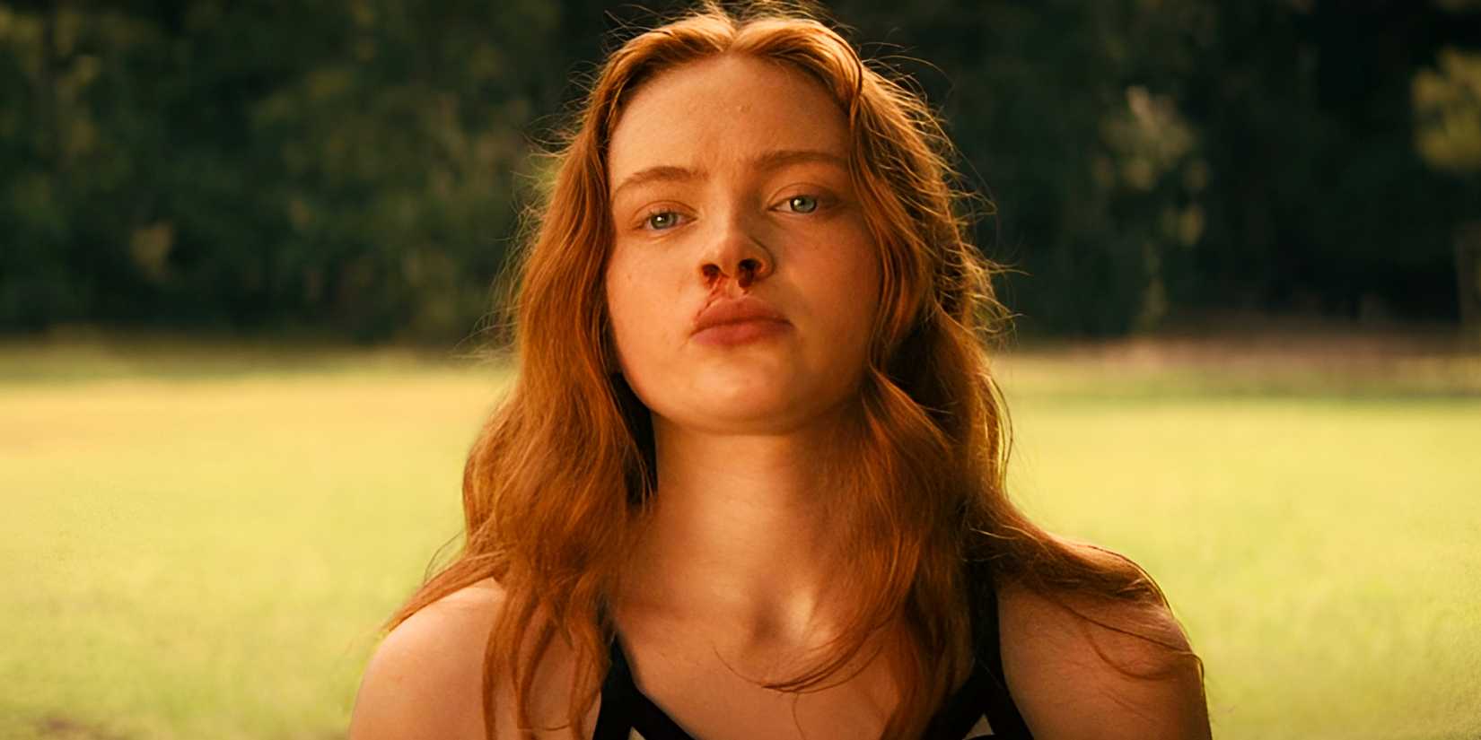 Sadie Sink with a bloody nose in Fear Street