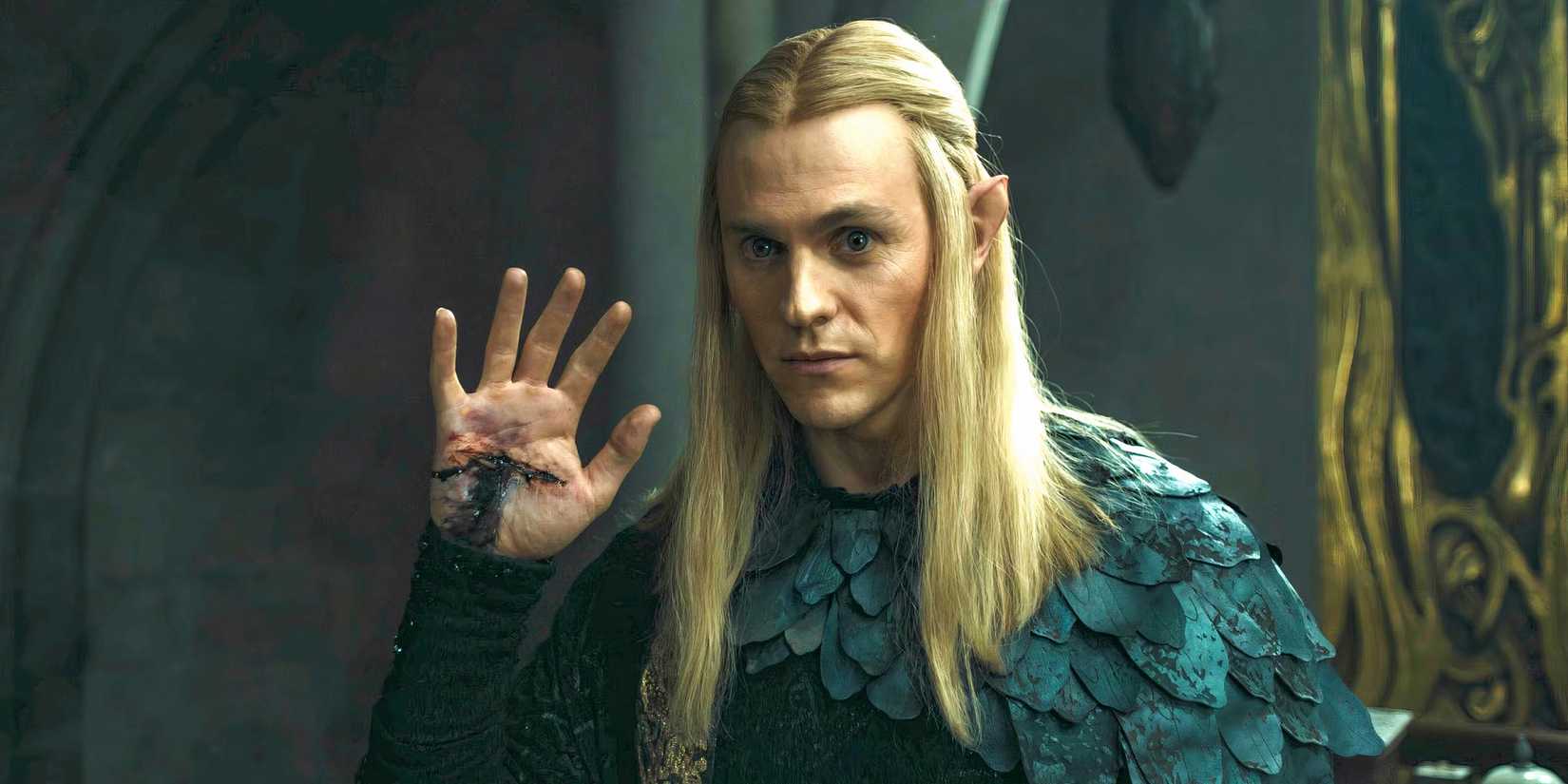 Sauron showing his dark blood in The Lord of the Rings The Rings of Power