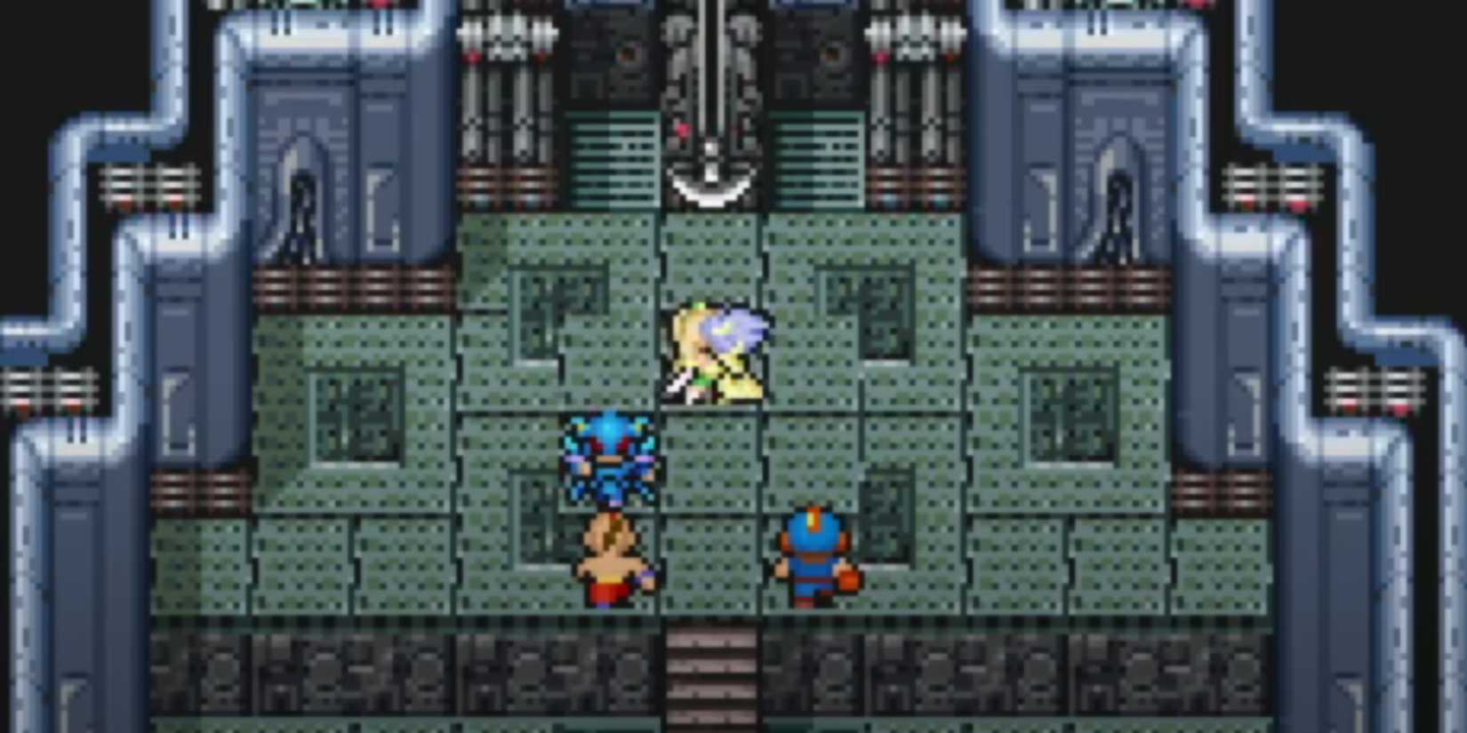 Rosa hugs Cecil as the party watches in Final Fantasy 4