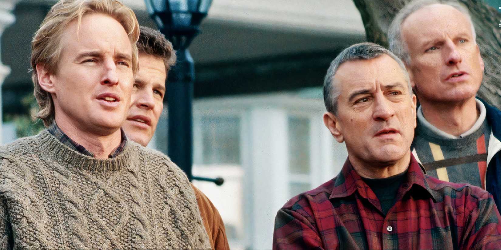 Owen Wilson and Robert De Niro standing next to each other in Meet the Parents