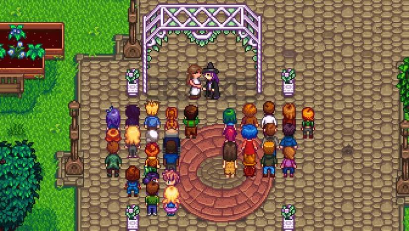 Stardew Valley Looking for Love mod screenshot showing a wedding