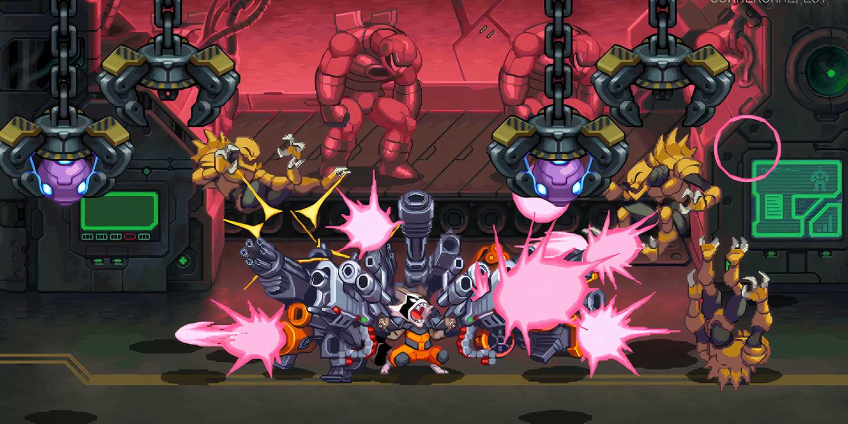 Rocket Raccoon fights enemies in Marvel Cosmic Invasion.