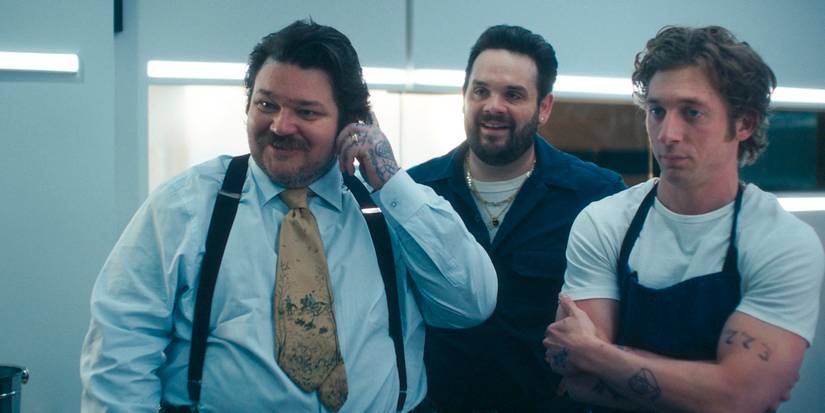 Neil ( Matty Matheson), Theodore (Ricky Staffieri) and Carmy (Jeremy Allen White) in The Bear Season 4 Ep 5