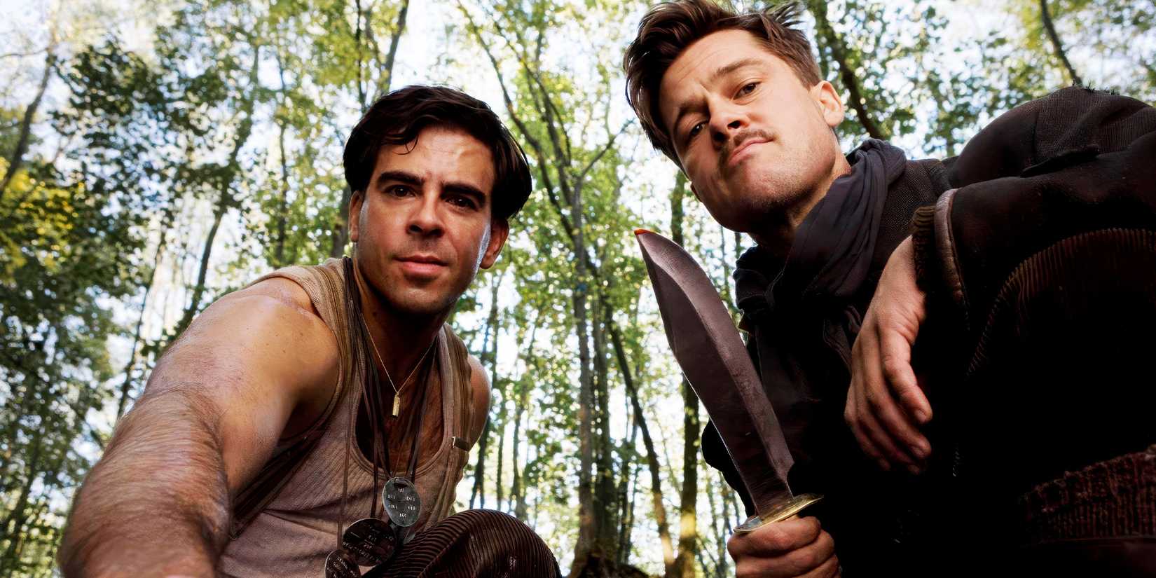Brad Pitt e Eli Roth em cena de Bastardos Inglórios, um filme de Quentin Tarantino.