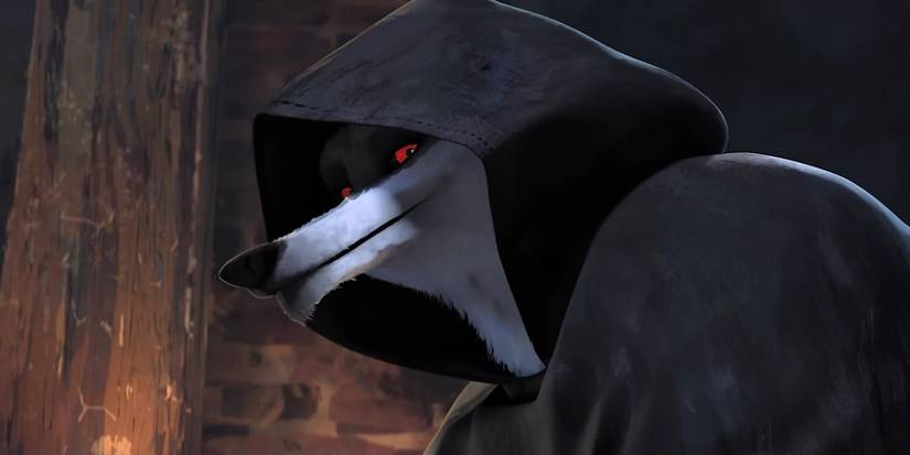 The Big Bad Wolf looks at Puss in Boots in The Last Wish