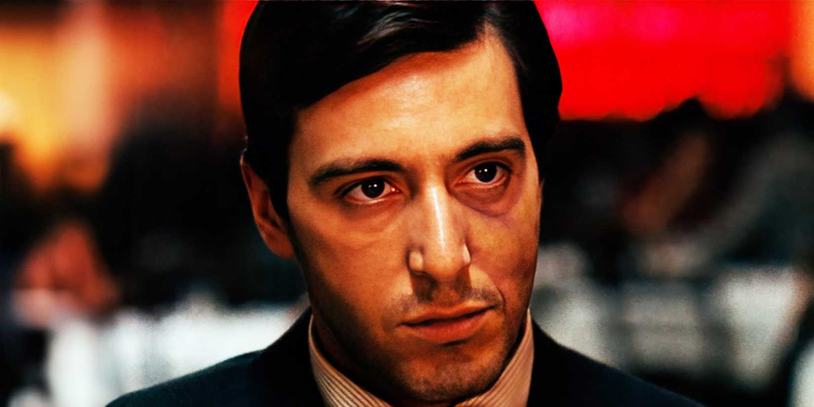Al Pacino gives a dead eyed stare in a scene from The Godfather