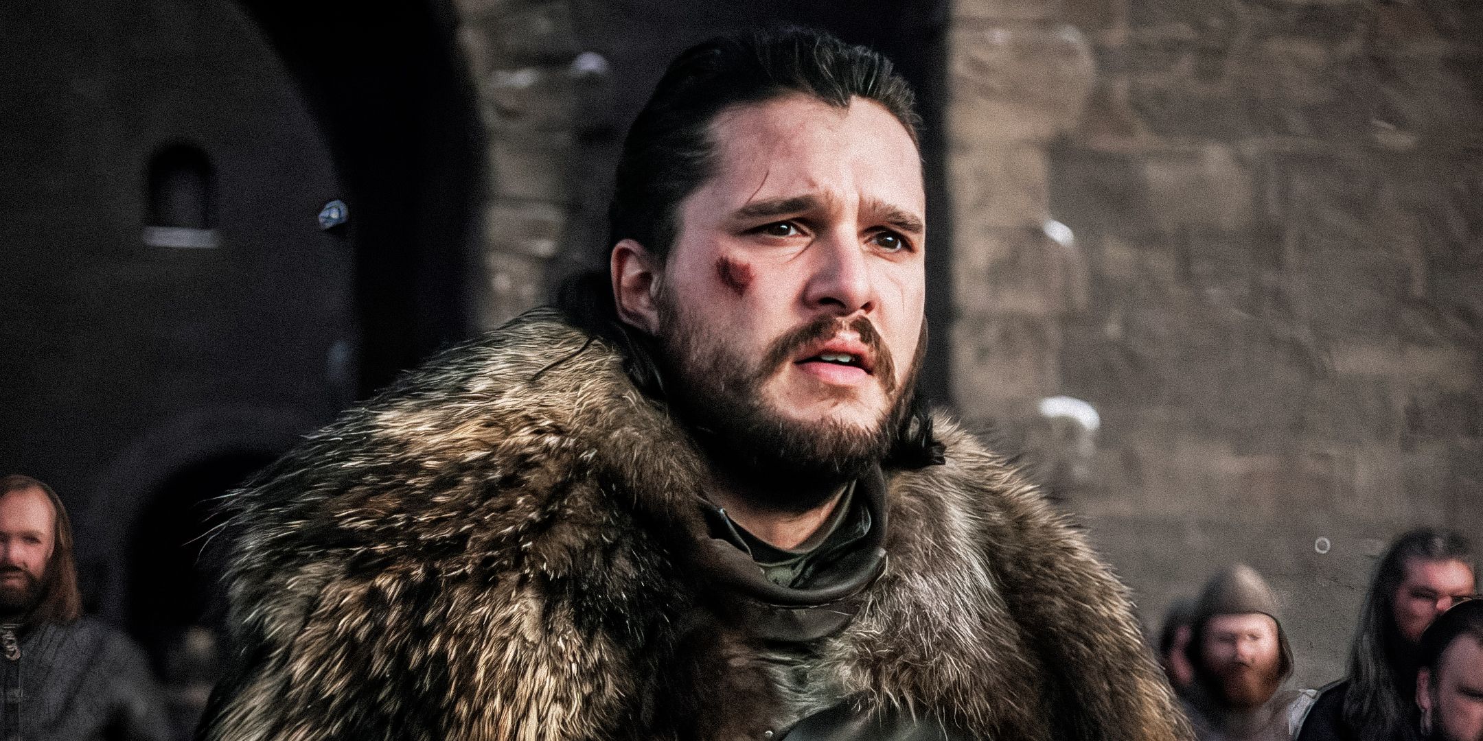 Jon Snow looks concerned in Game of Thrones season 8