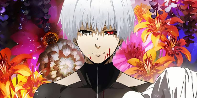 Tokyo Ghoul Kaneki in Front of Flowers