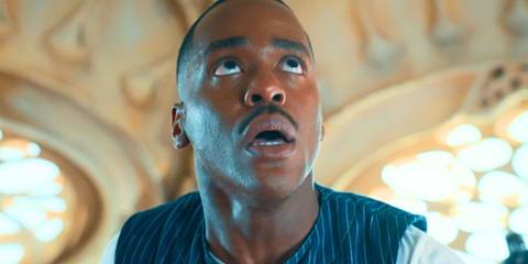 Ncuti Gatwa looking concerned as the Fifteenth Doctor in Doctor Who
