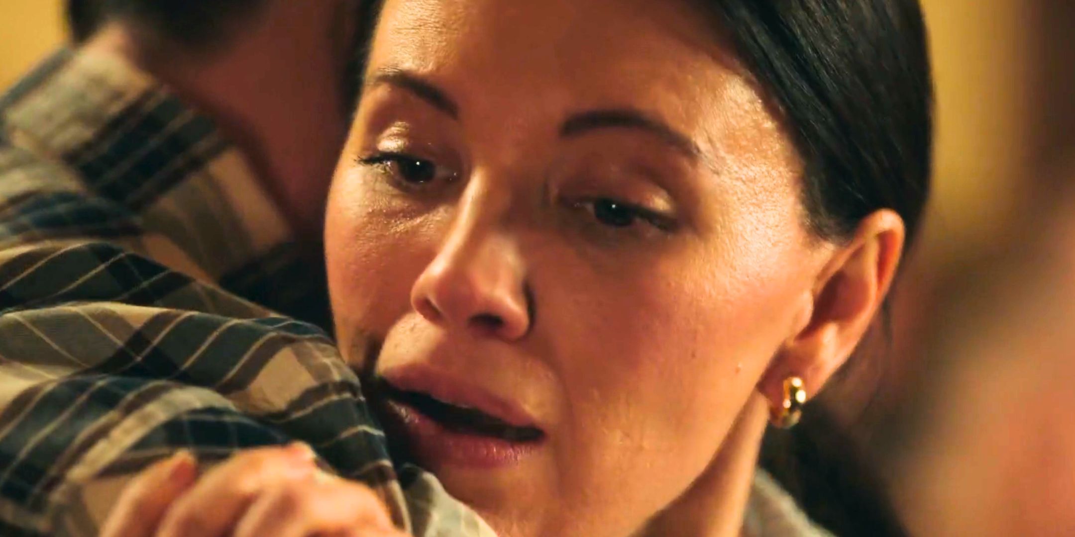 Meredith Garretson looking upset as Kate Hawthorne in Resident Alien