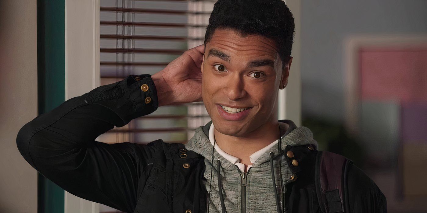 Regé-Jean Page as Guy Braxton scratching his head as he stands awkwardly in a doorway in Waterloo Road.
