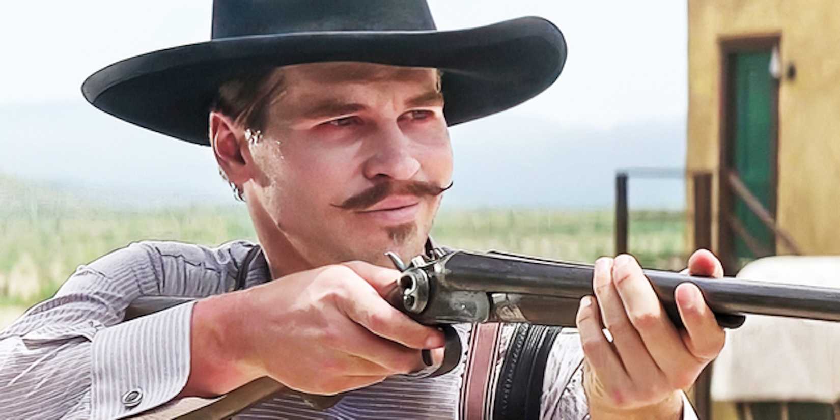 O documento de Val Kilmer aponta uma espingarda em lápide