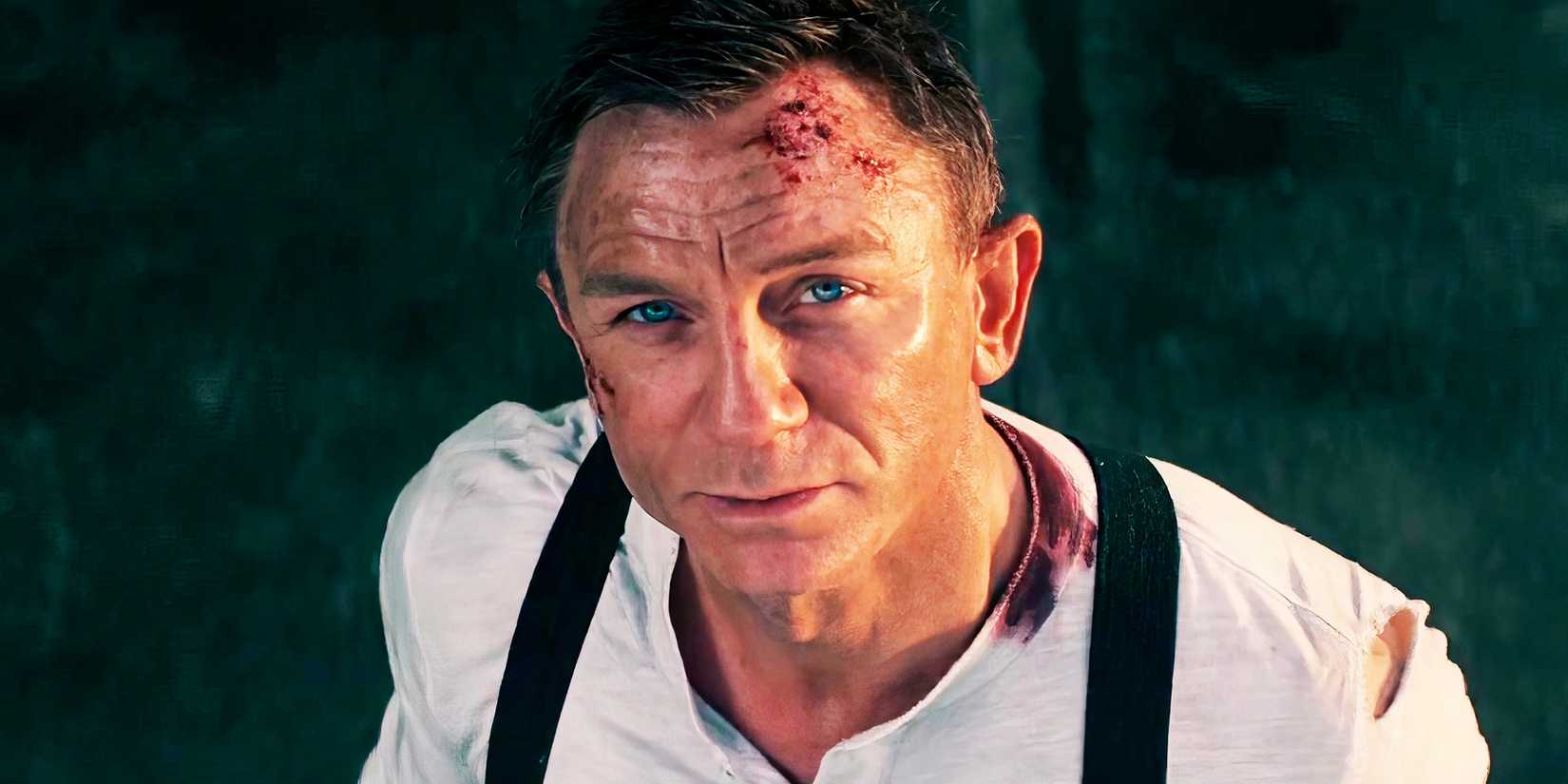 Daniel Craig with a resolute look at the end of No Time to Die