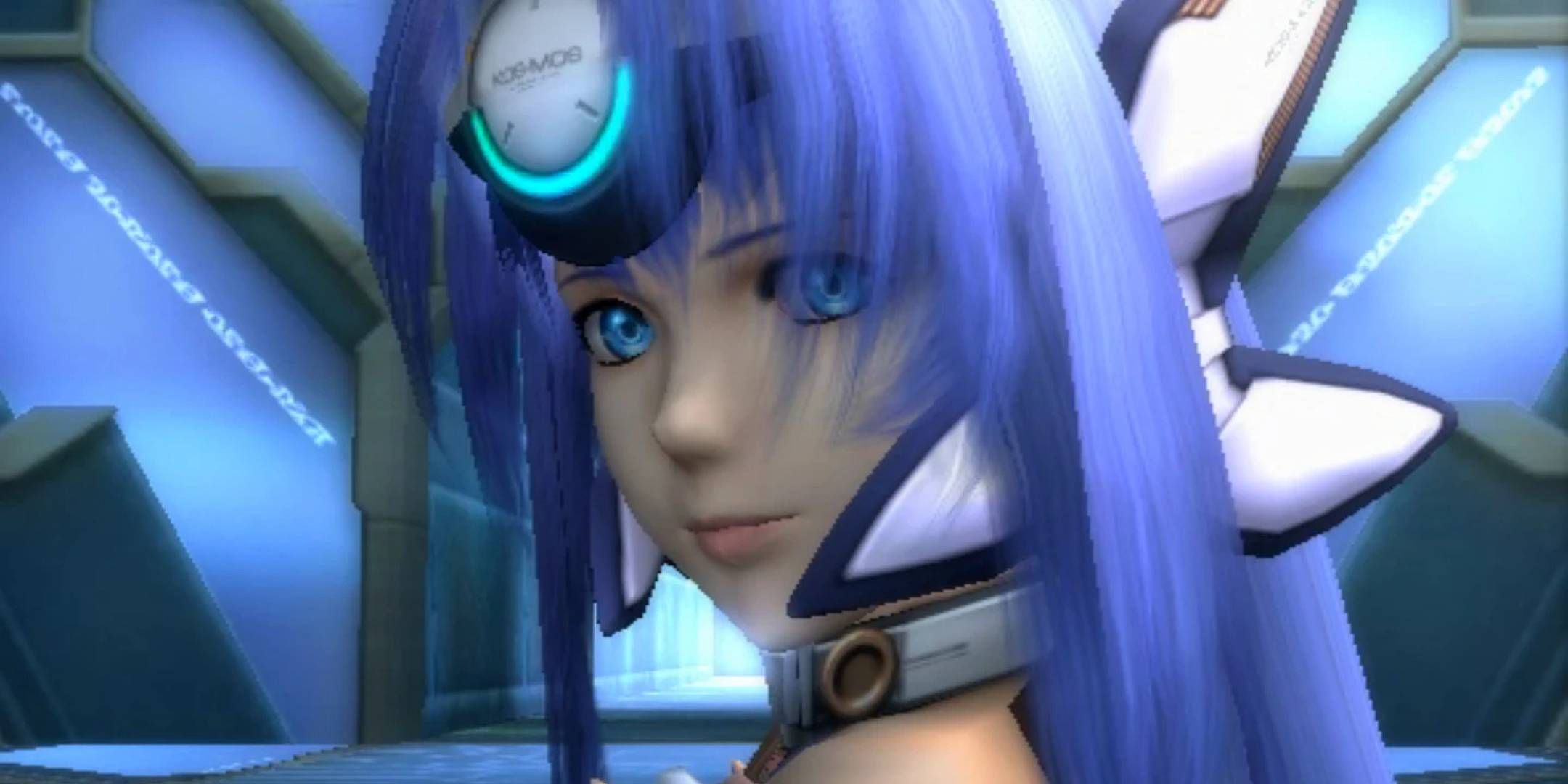 KOS-MOS from Xenosaga looking over her shoulder.