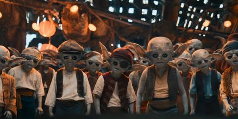 A group of goblins in The Goblin Song in Doctor Who's 2023 Christmas Special