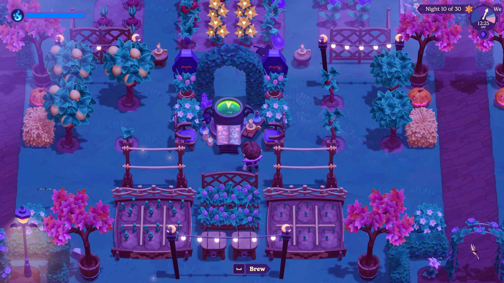 A player character preparing to brew a potion in Moonlight Peaks.