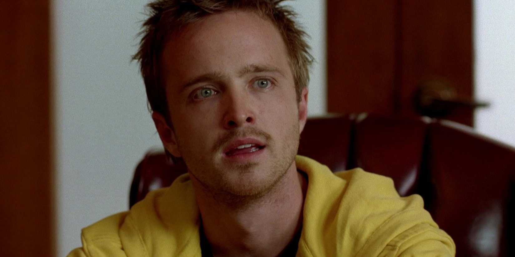 Aaron Paul as Jesse Pinkman looking surprised in Breaking Bad
