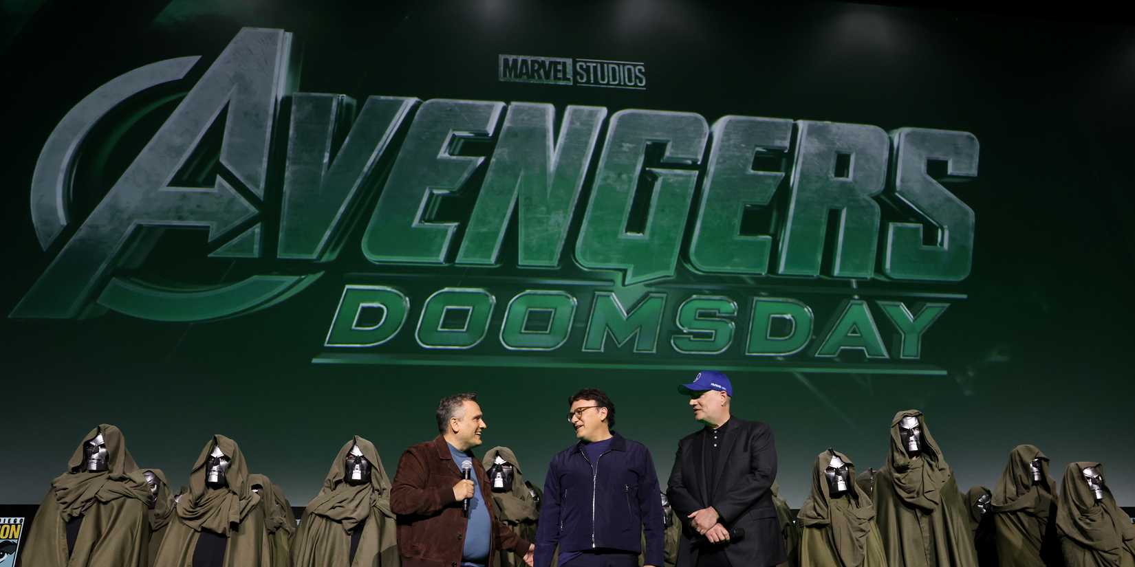 Anthony and Joe Russo And Kevin Feige On Stage At San Diego Comic-Con 2024 Announcing Avengers Doomsday