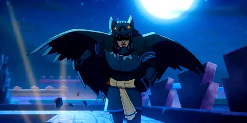 Aztec Batman runs wearing his Batsuit