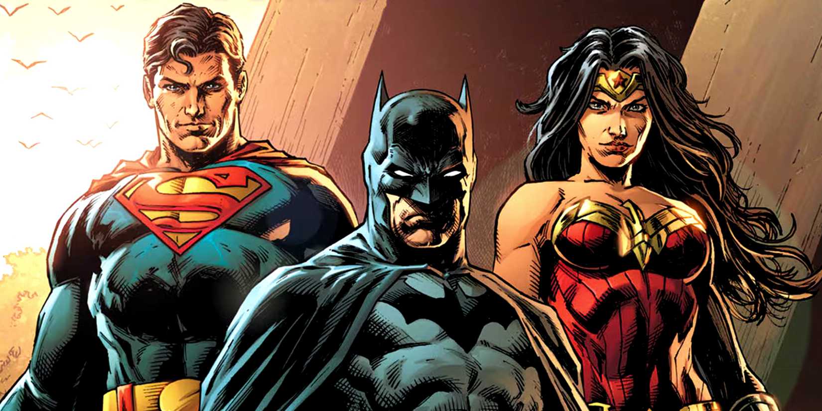 Batman, Superman e Mulher-Maravilha como a Trindade da DC.