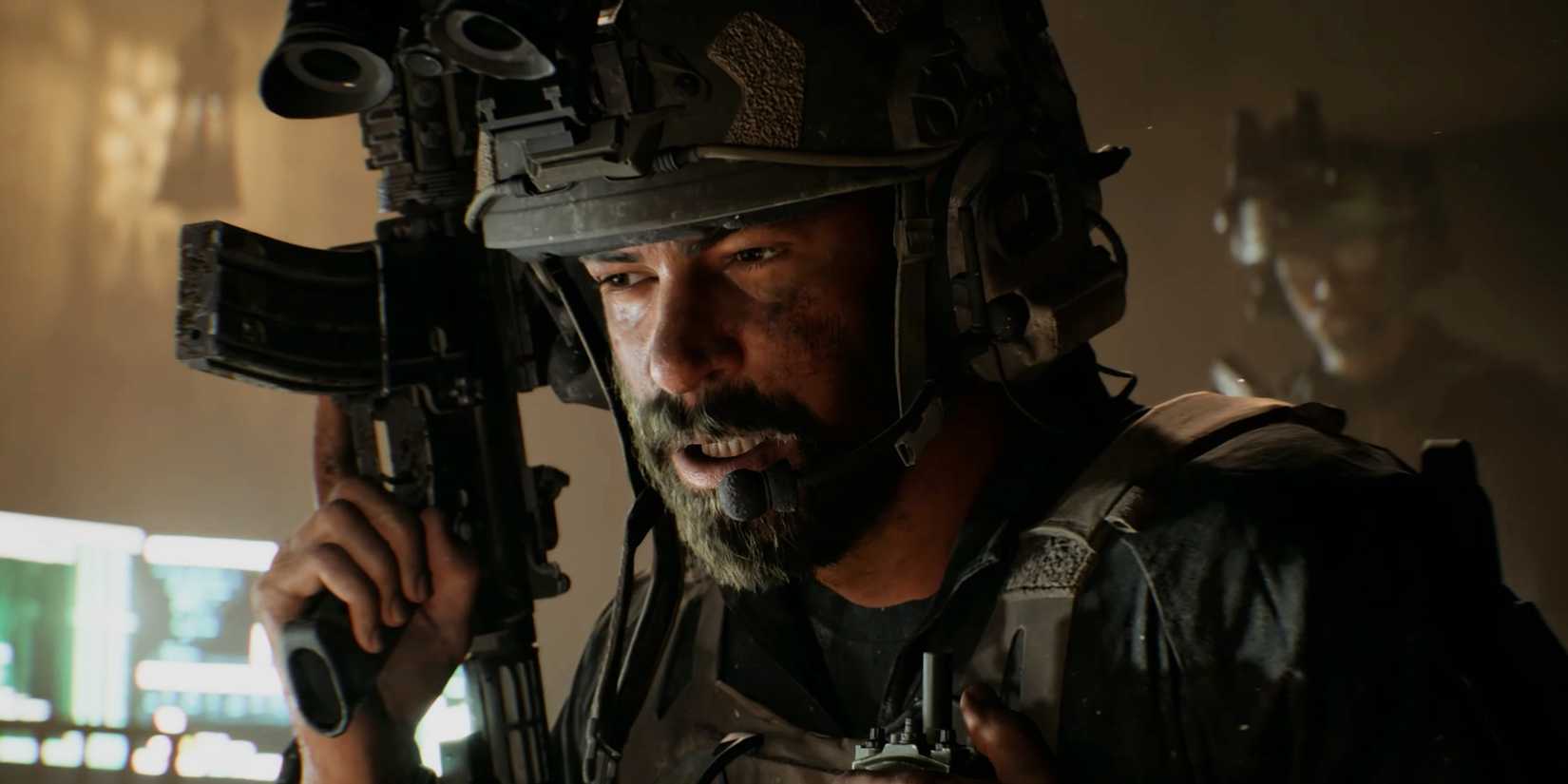 Battlefield 6 character holding a rifle and speaking into a radio.