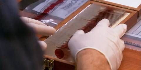 Dexter's box of blood slides in Dexter season 2, episode 9