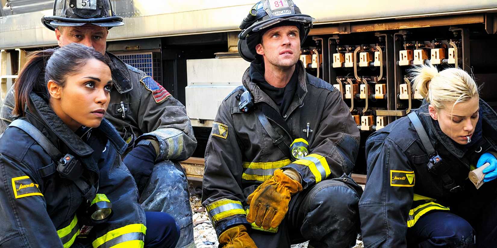 Monica Raymund as Gabby Dawson, Jesse Spencer as Matthew Casey, and Lauren German as Leslie Shay in Chicago Fire
