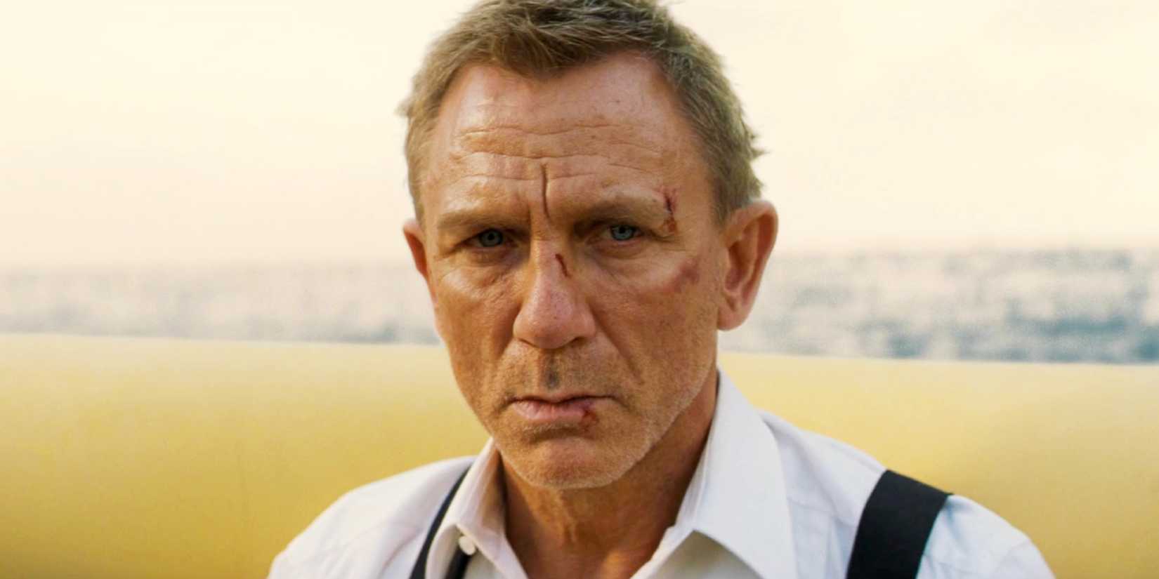 Daniel Craig looking serious as James Bond in No Time To Die