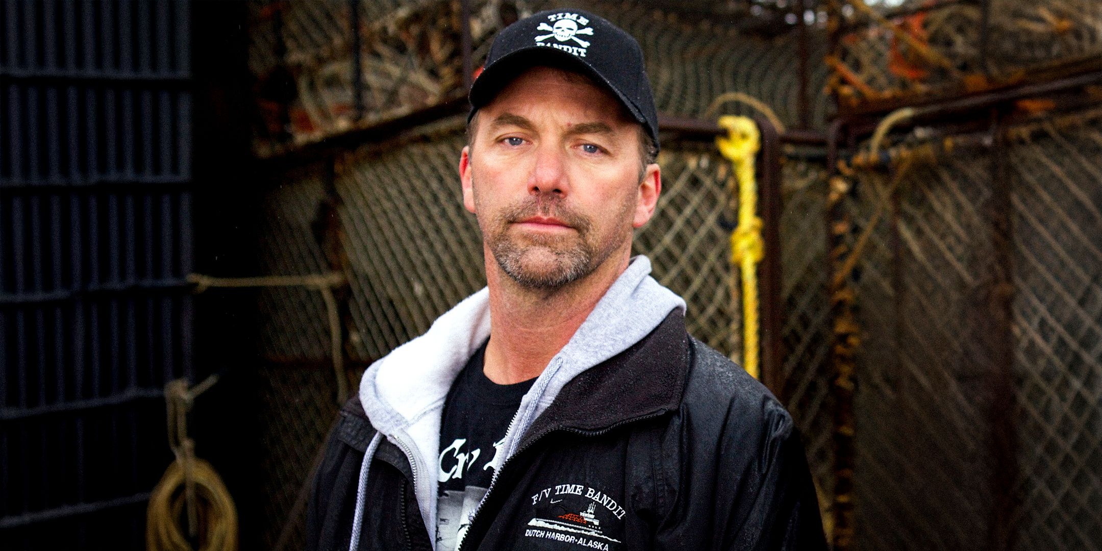 Deadliest Catch Andy Hillstrand in close up promo pic not smiling in black hat
