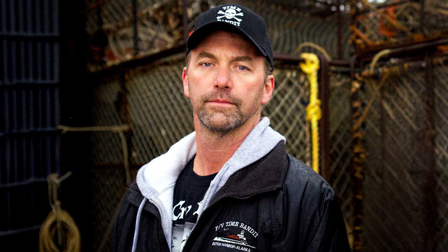 Deadliest Catch Andy Hillstrand in close up promo pic not smiling in black hat