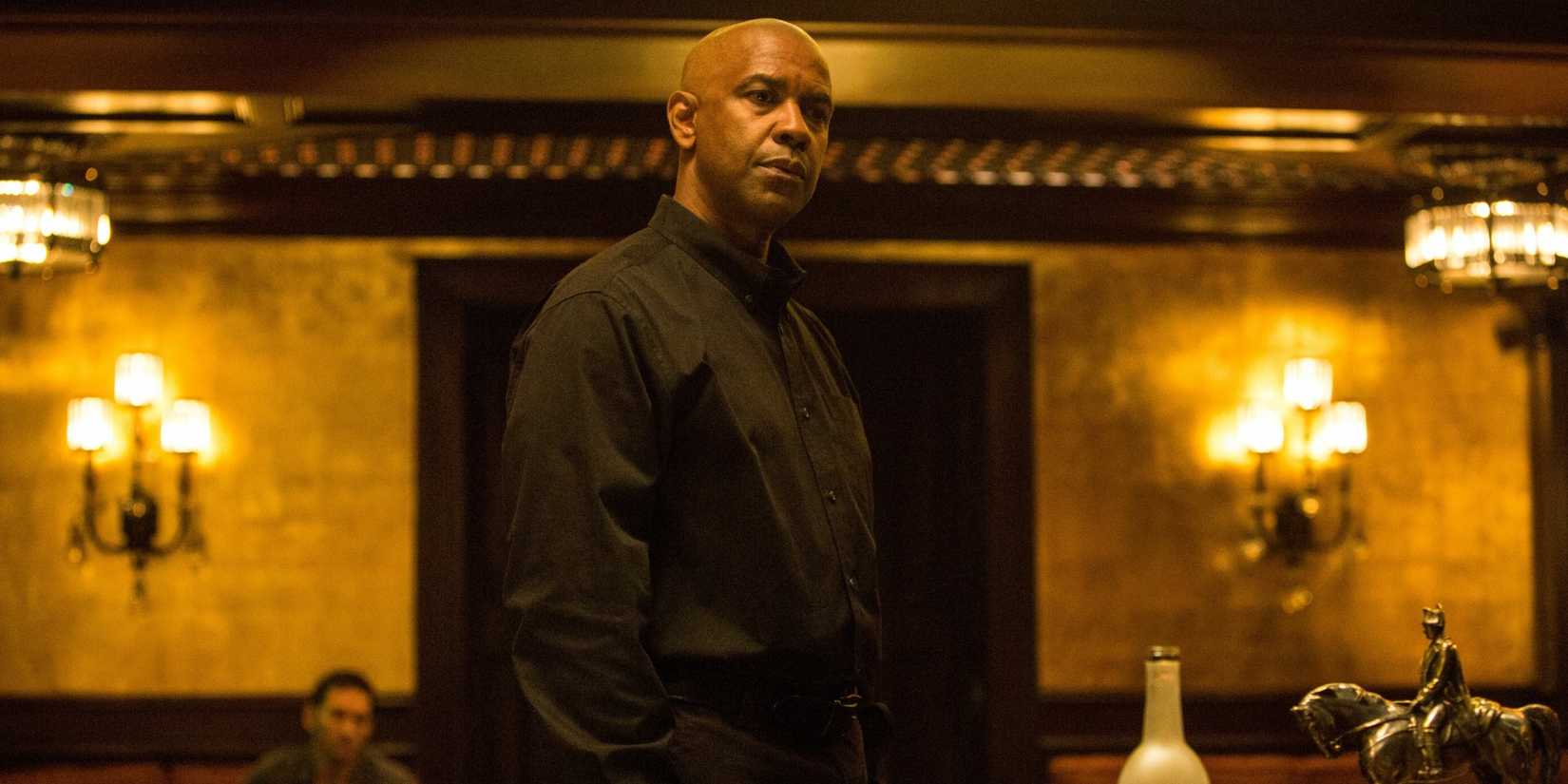 Denzel Washington looking tense as McCall in The Equalizer