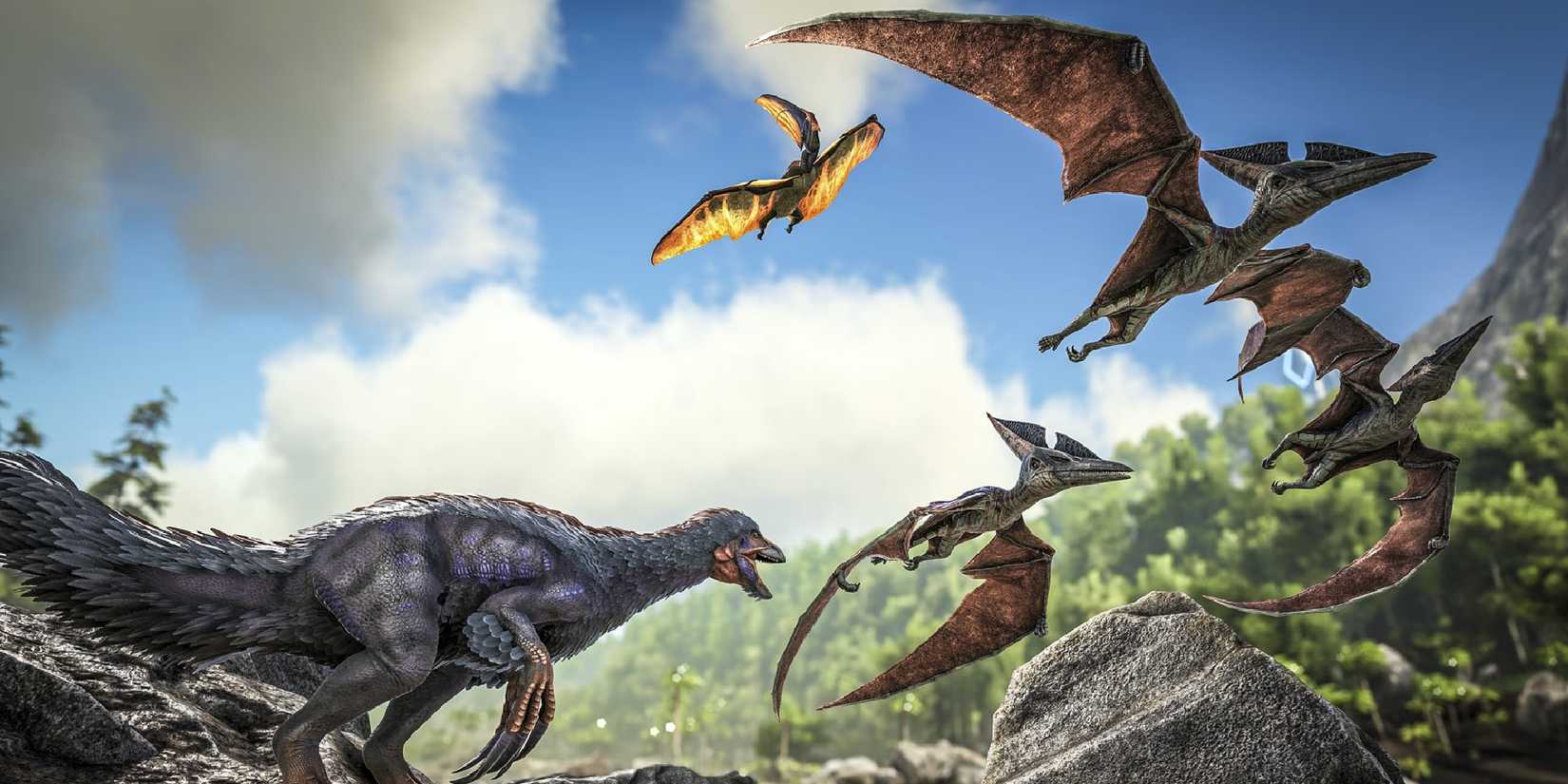 Dinosaurs exploring in Ark Survival Evolved