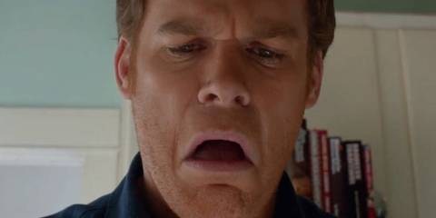 Dexter Morgan (Michael C. Hall) looking disgusted in Dexter season 8, episode 3