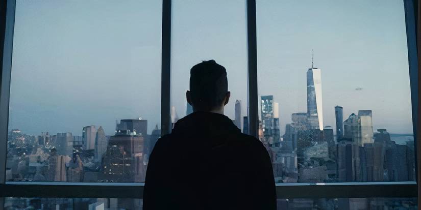 Elliot staring out a window in Mr Robot season 4